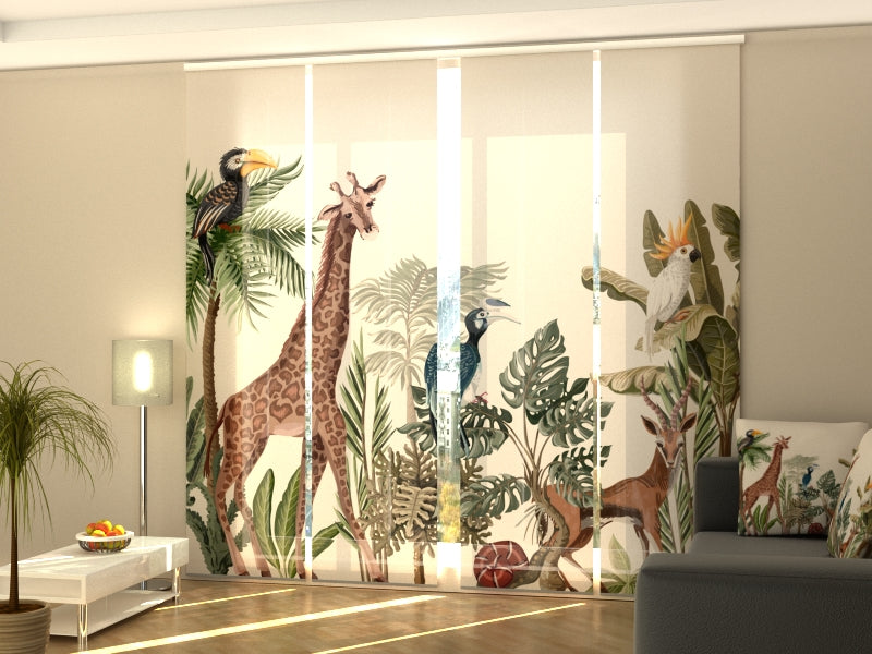 Paneles Japoneses Árboles Tropicales y Animales de la Jungla