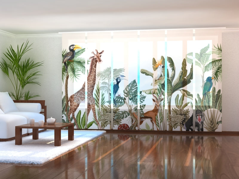 Paneles Japoneses Árboles Tropicales y Animales de la Jungla