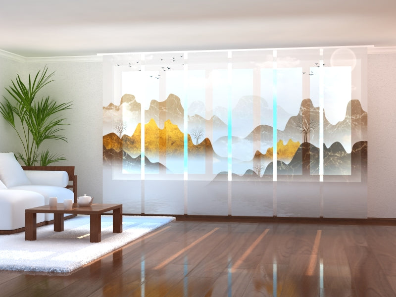 Cortinas Japonesas modernas hechas a medida para oficinas, agencias, Paneles Japoneses Deslizantes a medida para bancos, Paneles Japoneses con logo para inmobiliarias y oficinas administrativas