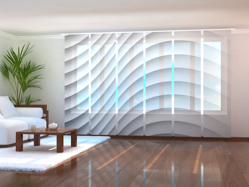 Cortinas Japonesas modernas hechas a medida para oficinas, agencias, Paneles Japoneses Deslizantes a medida para bancos, Paneles Japoneses con logo para inmobiliarias y oficinas administrativas