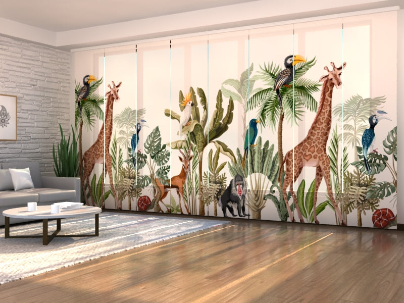 Paneles Japoneses Árboles Tropicales y Animales de la Jungla