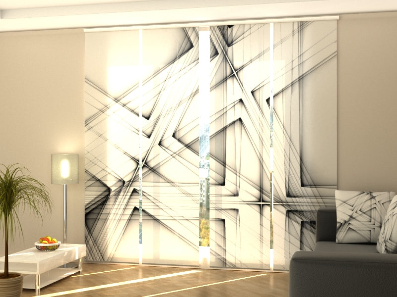 Paneles Japoneses Líneas Abstractas en Blanco y Negro