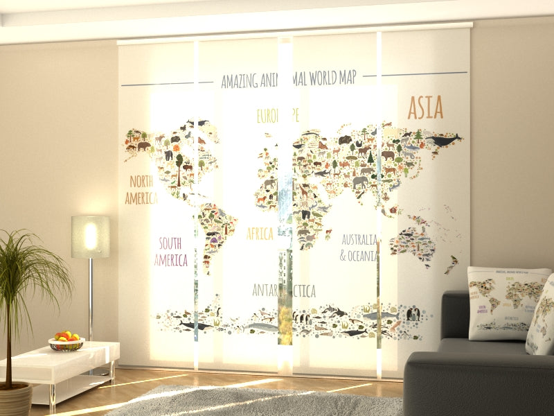 Paneles Japoneses Mapa de Animales Salvajes