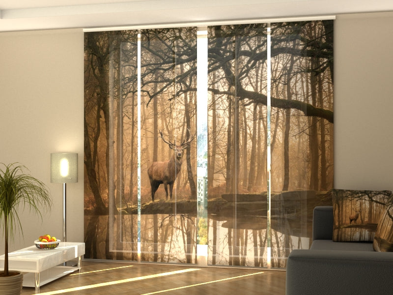 Paneles Japoneses Bello Ciervo Rojo Cervus Elaphus