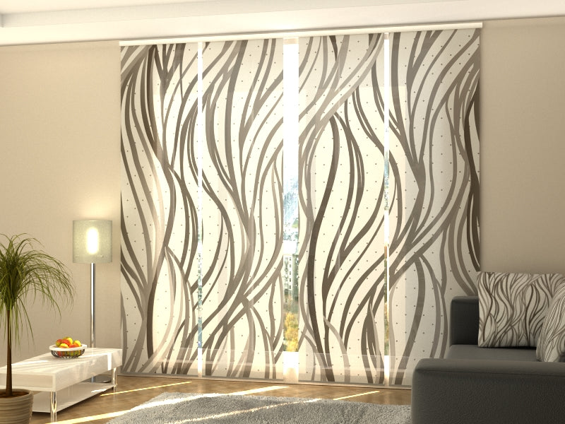 Paneles Japoneses Olas Abstractas Grises