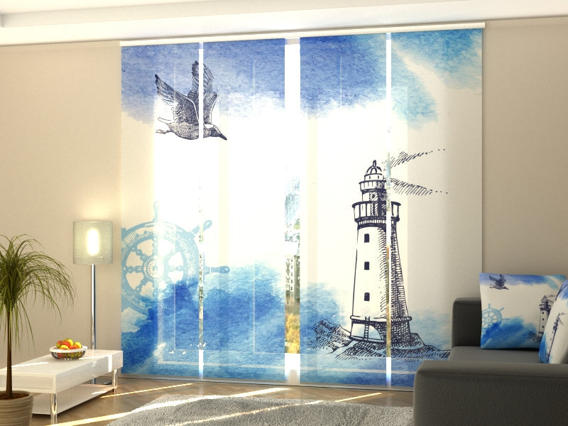 Paneles Japoneses Ilustración Náutica en Acuarela