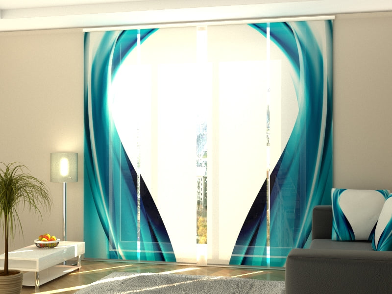 Paneles Japoneses Olas Abstractas Noche Azul