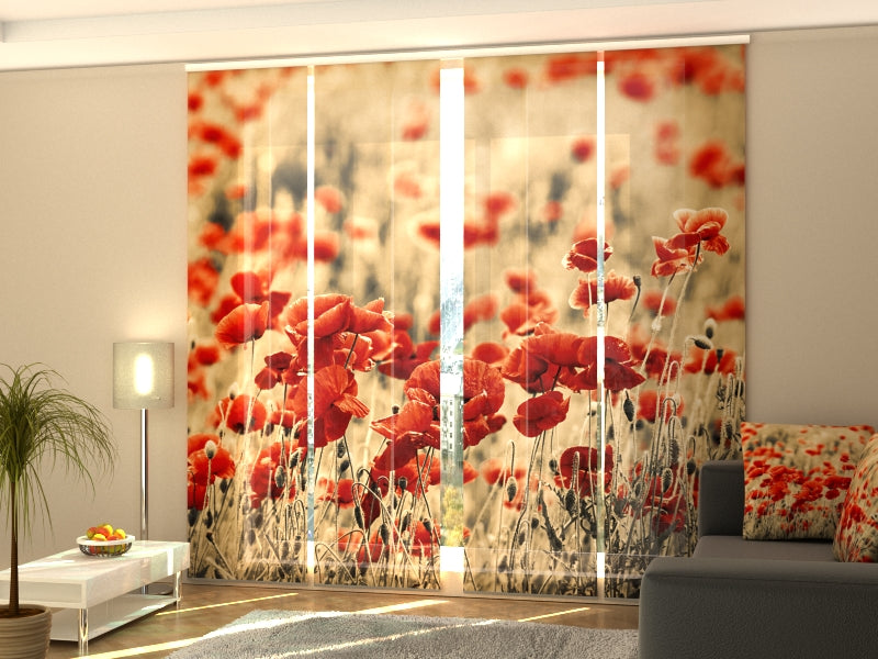 Paneles Japoneses Amapolas de Campo Retro