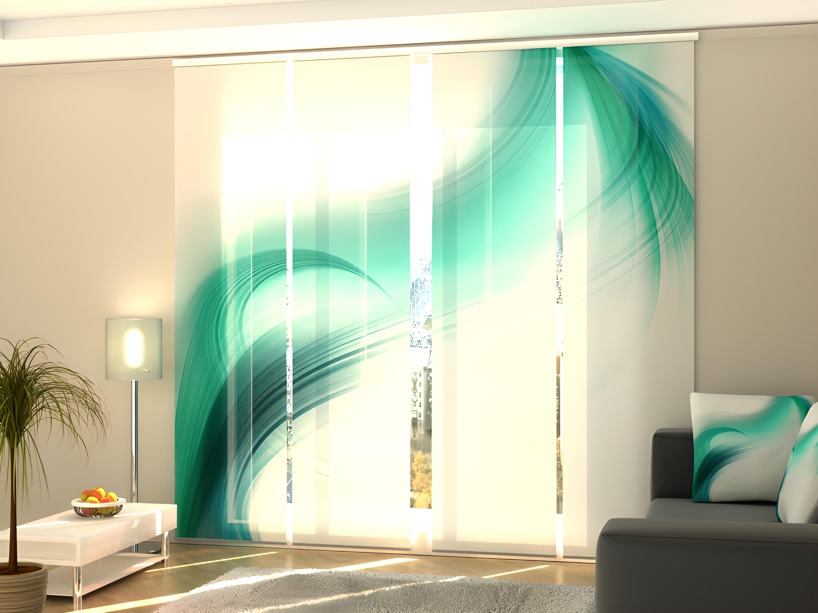 Paneles Japoneses Abstracción Turquesa