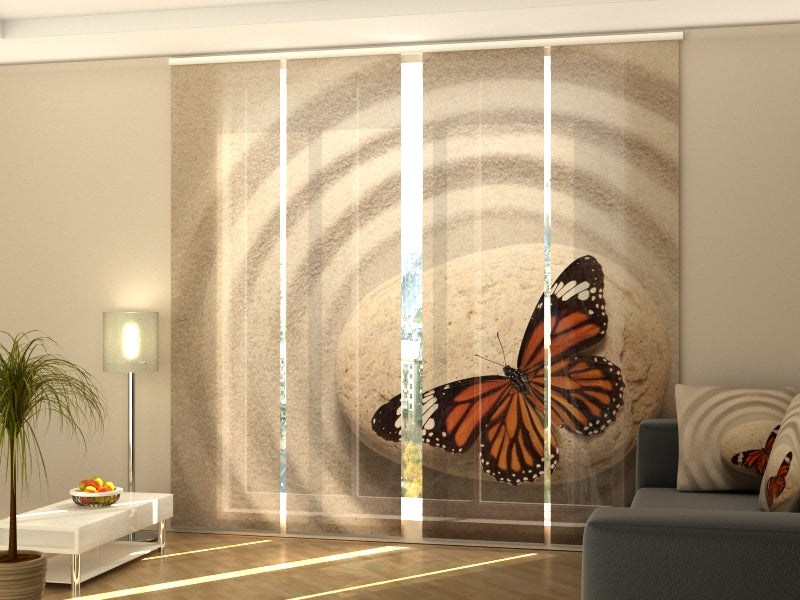 Paneles Japoneses Piedra Zen con Mariposa