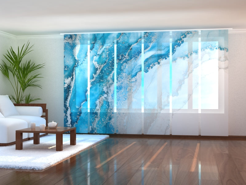 Paneles Japoneses Mar Abstracto y Olas Plateadas