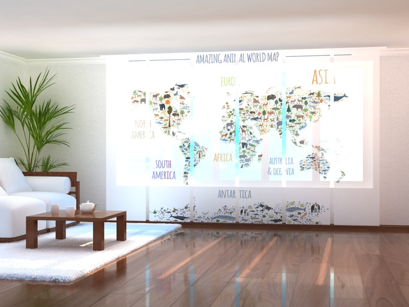 Paneles Japoneses Mapa de Animales Salvajes