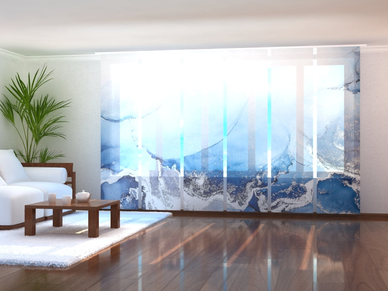 Paneles Japoneses Increíble Mármol Azul con Plata