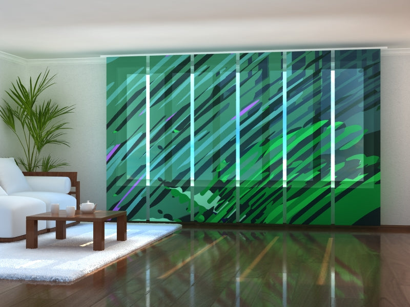 Paneles Japoneses Hermosa Ilustración Verde