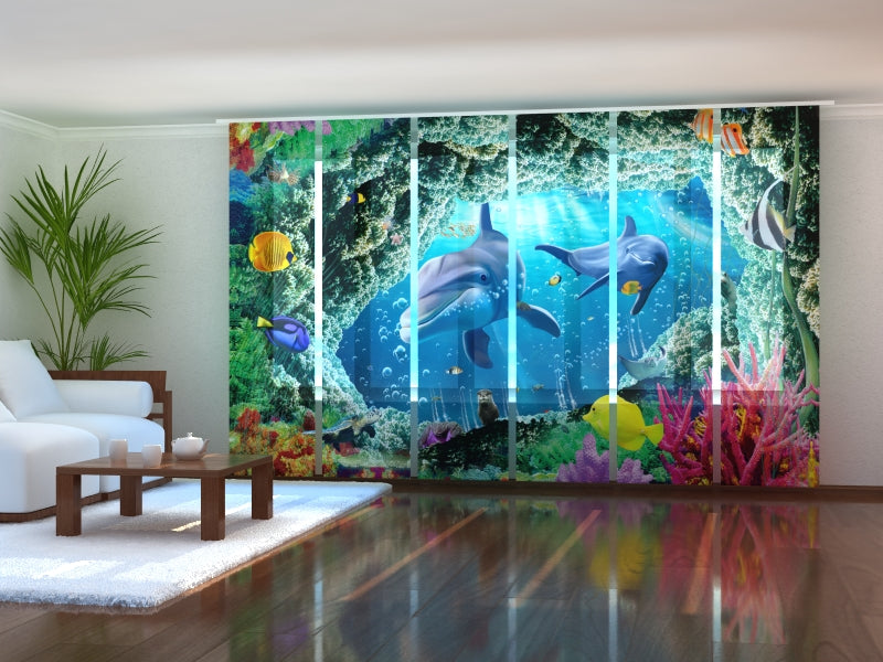 Paneles Japoneses Hermoso Mar con Delfines