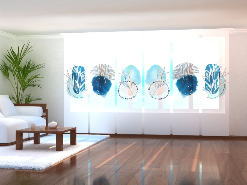 Paneles Japoneses Dibujos Azules Delicados