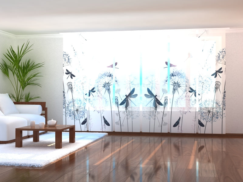 Paneles Japoneses Dientes de León Suaves y Libélulas