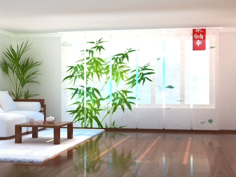 Paneles Japoneses Acuarela Japonesa Bambú Verde