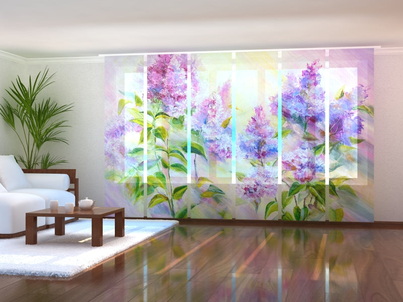 Paneles Japoneses Ramas de Lilas al Amanecer