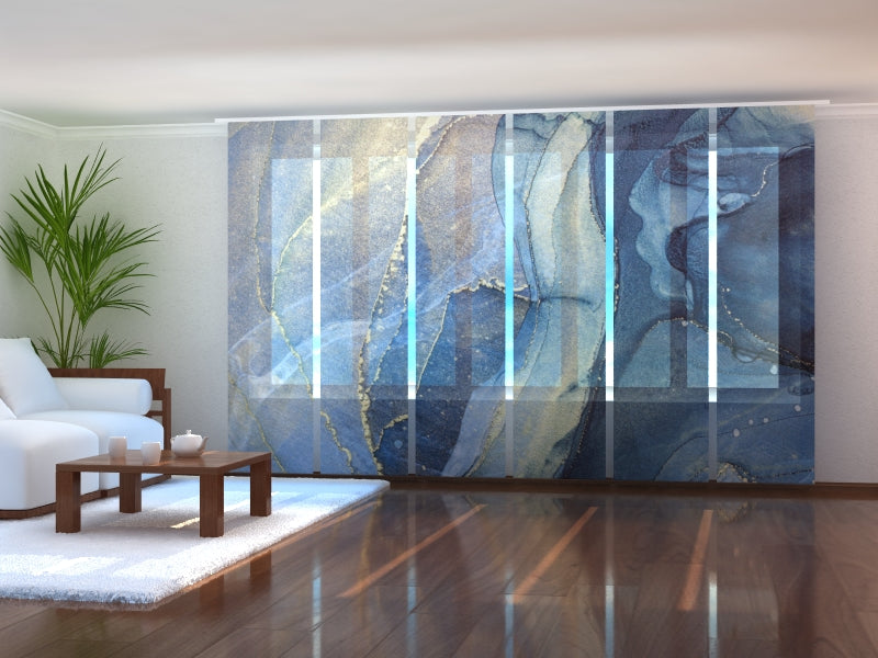 Paneles Japoneses Abstracción de Lujo en Azul y Dorado
