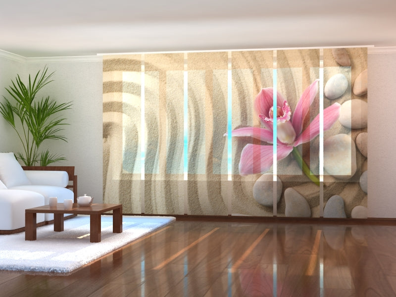 Paneles Japoneses Orquídea y Spa Piedras sobre Arena