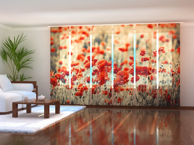 Paneles Japoneses Amapolas de Campo Retro