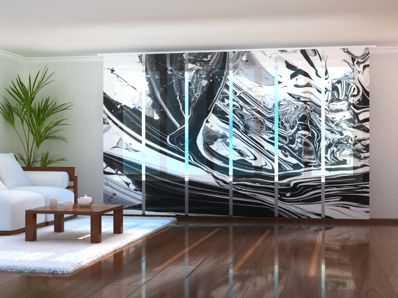 Paneles Japoneses Abstracción en Blanco y Negro con Texturas