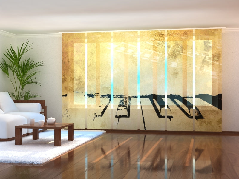 Paneles Japoneses Piano Vintage y Notas Musicales