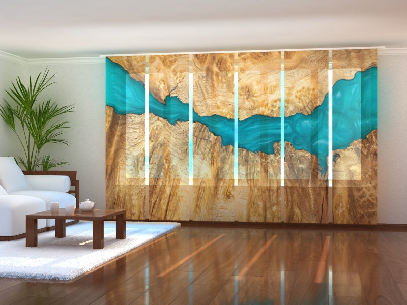 Paneles Japoneses Madera con Asombrosa Veta Azul