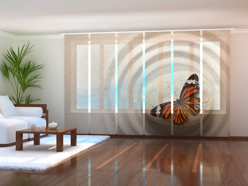 Paneles Japoneses Piedra Zen con Mariposa