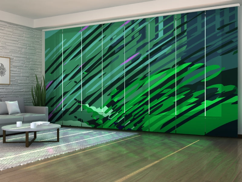 Paneles Japoneses Hermosa Ilustración Verde