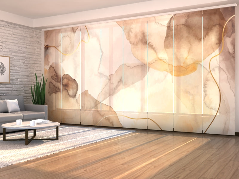 Paneles Japoneses Delicada Acuarela en Beige y Marrón