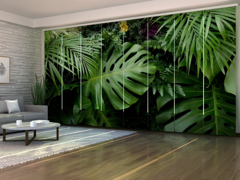 Paneles Japoneses Hojas Tropicales Verdes