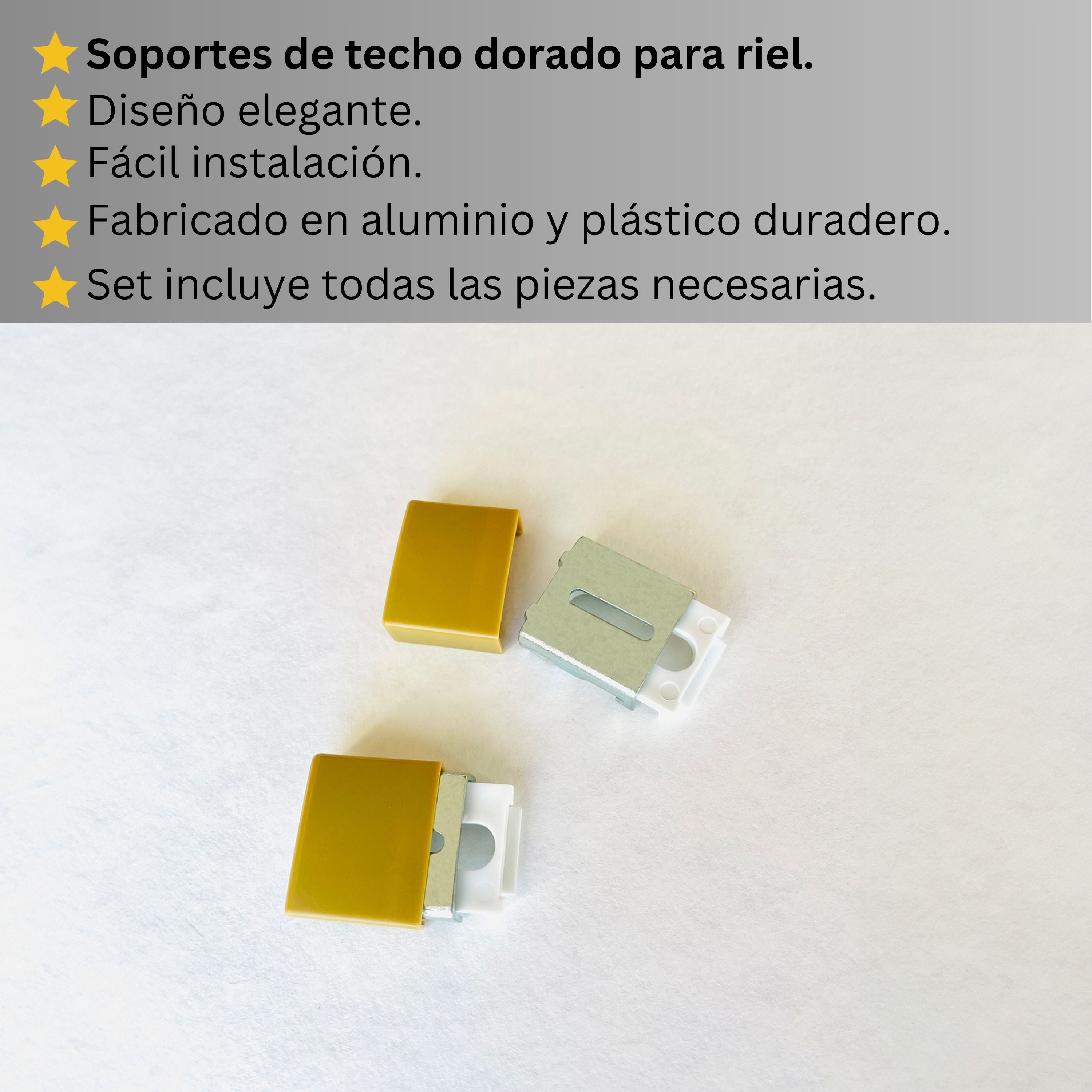 Riel de Cortina Simple, Dorado, Montado en el Techo – Cualquier Tamaño Personalizado, Diseño Elegante y Funcional.