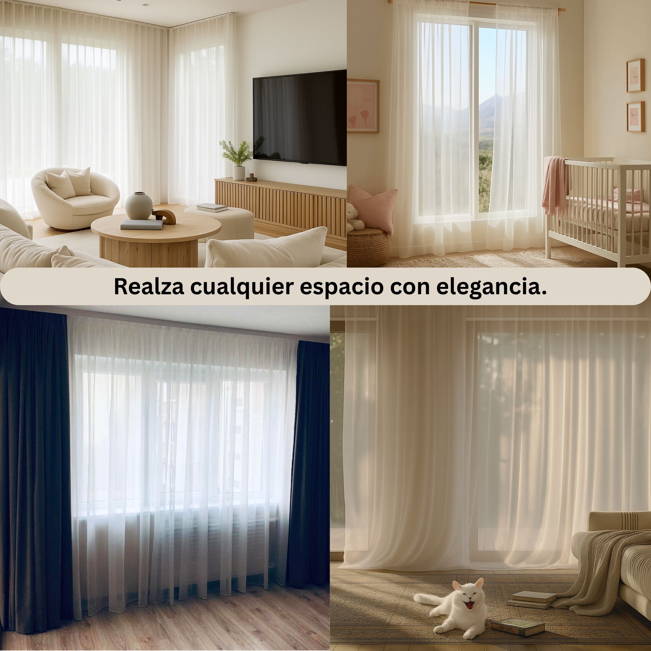 Visillo Premium Blanco, Cortina de Tul Onda, Voile Blanco, Cortina con Pliegues Pellizco, Visillo Onda Perfecta Translúcido - A Medida