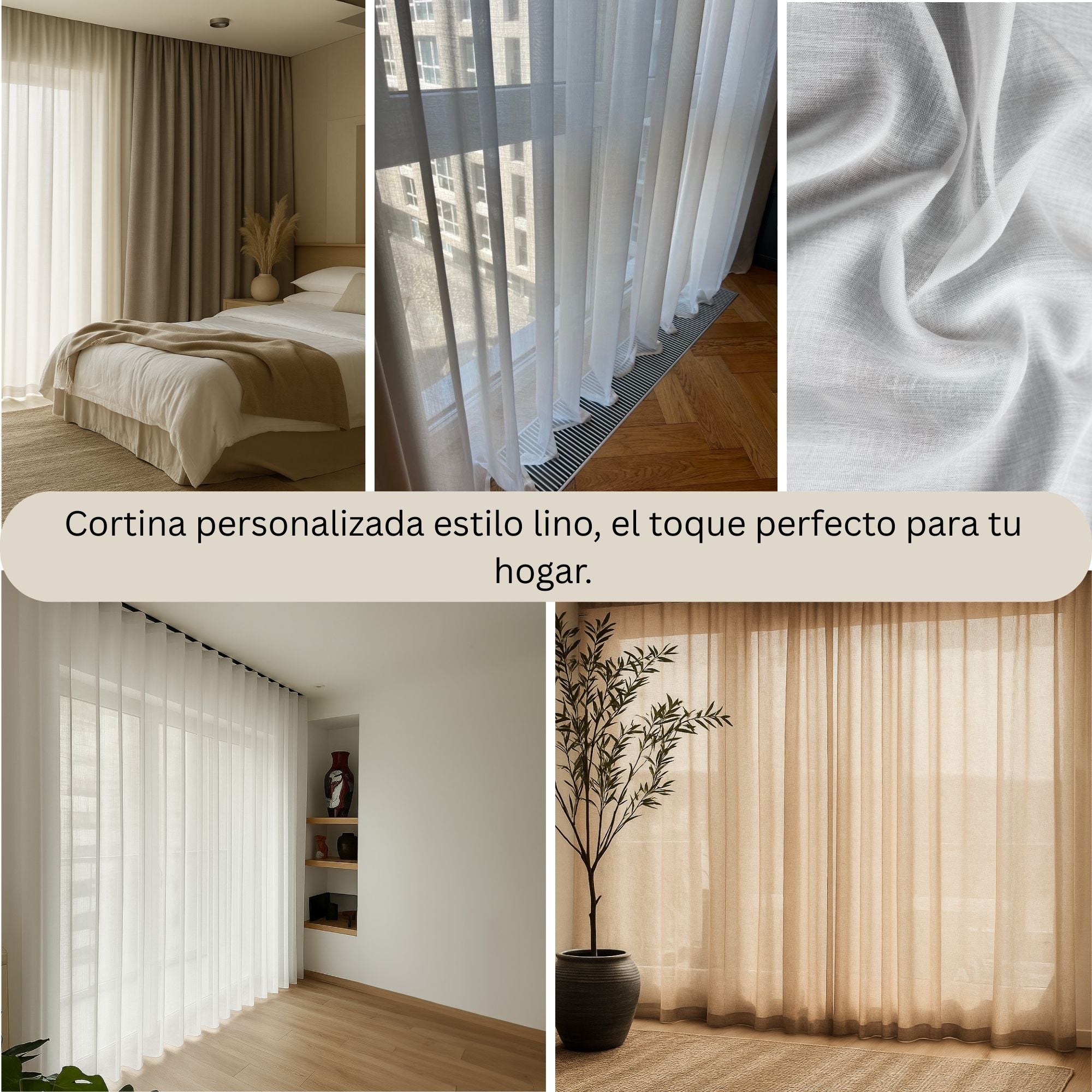 Visillo Emily Premium a medida, Efecto Lino, 8 Colores