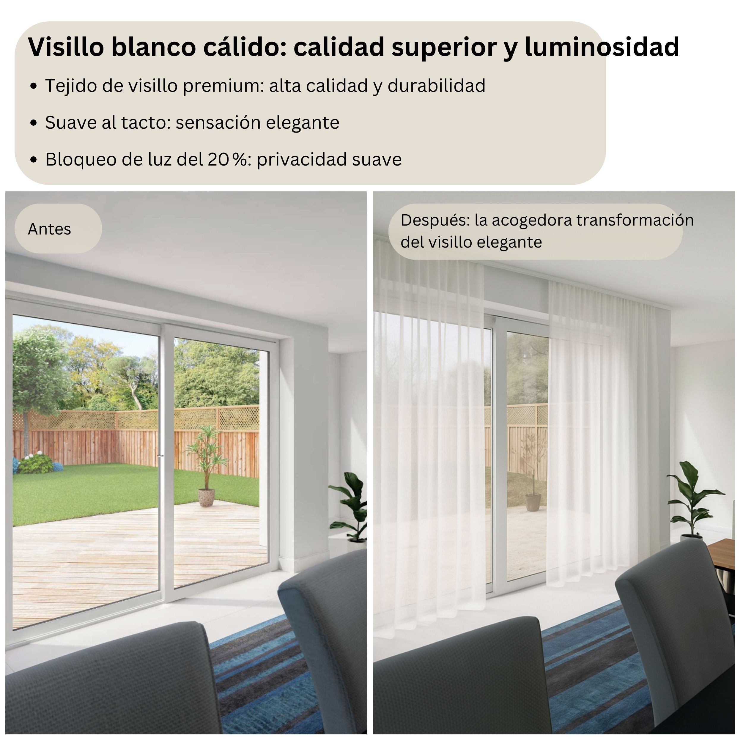 Cortina Traslúcida (Visillo) Blanca Premium – Hecha a Medida para un Acabado Perfecto