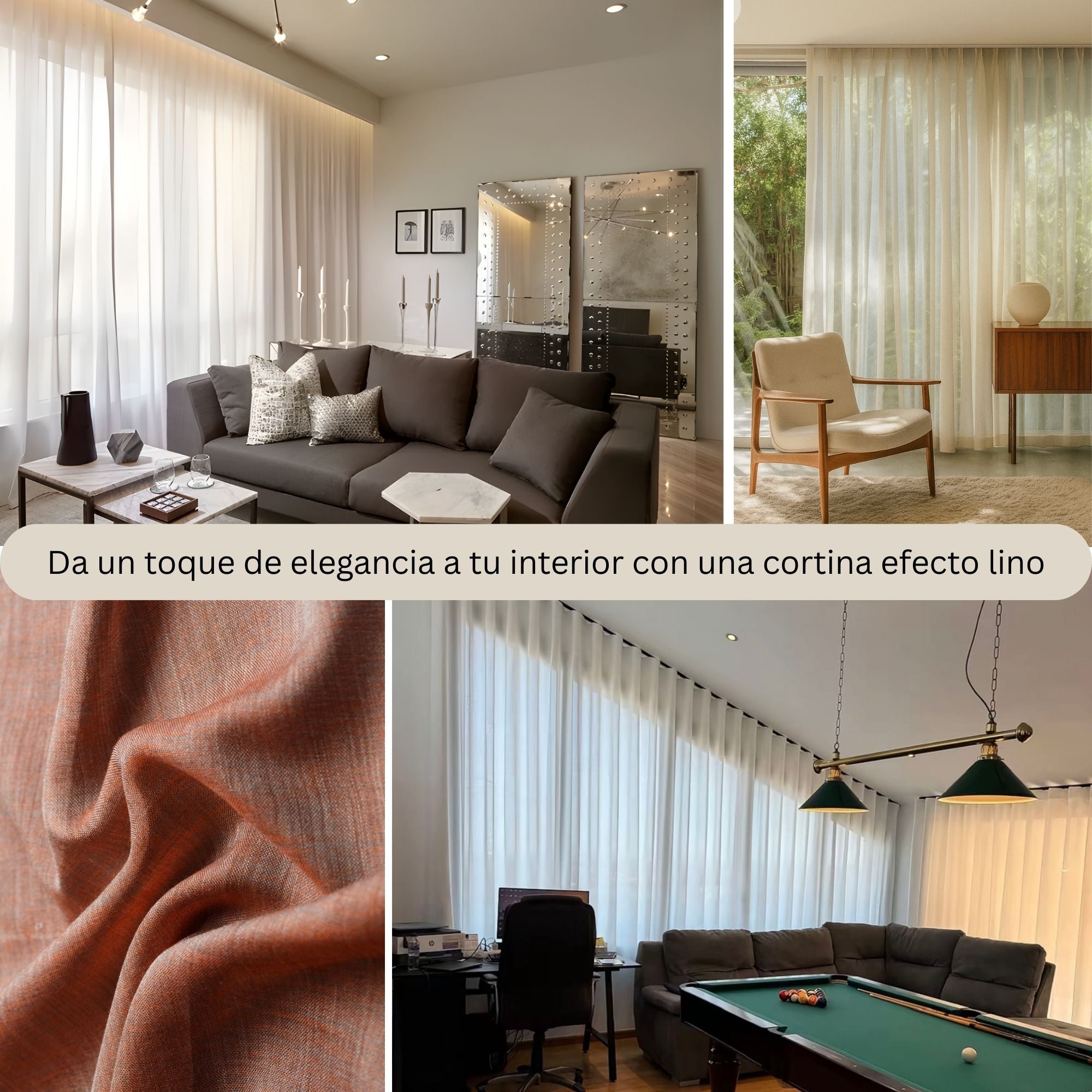 Visillo Emily Premium a medida, Efecto Lino, 8 Colores