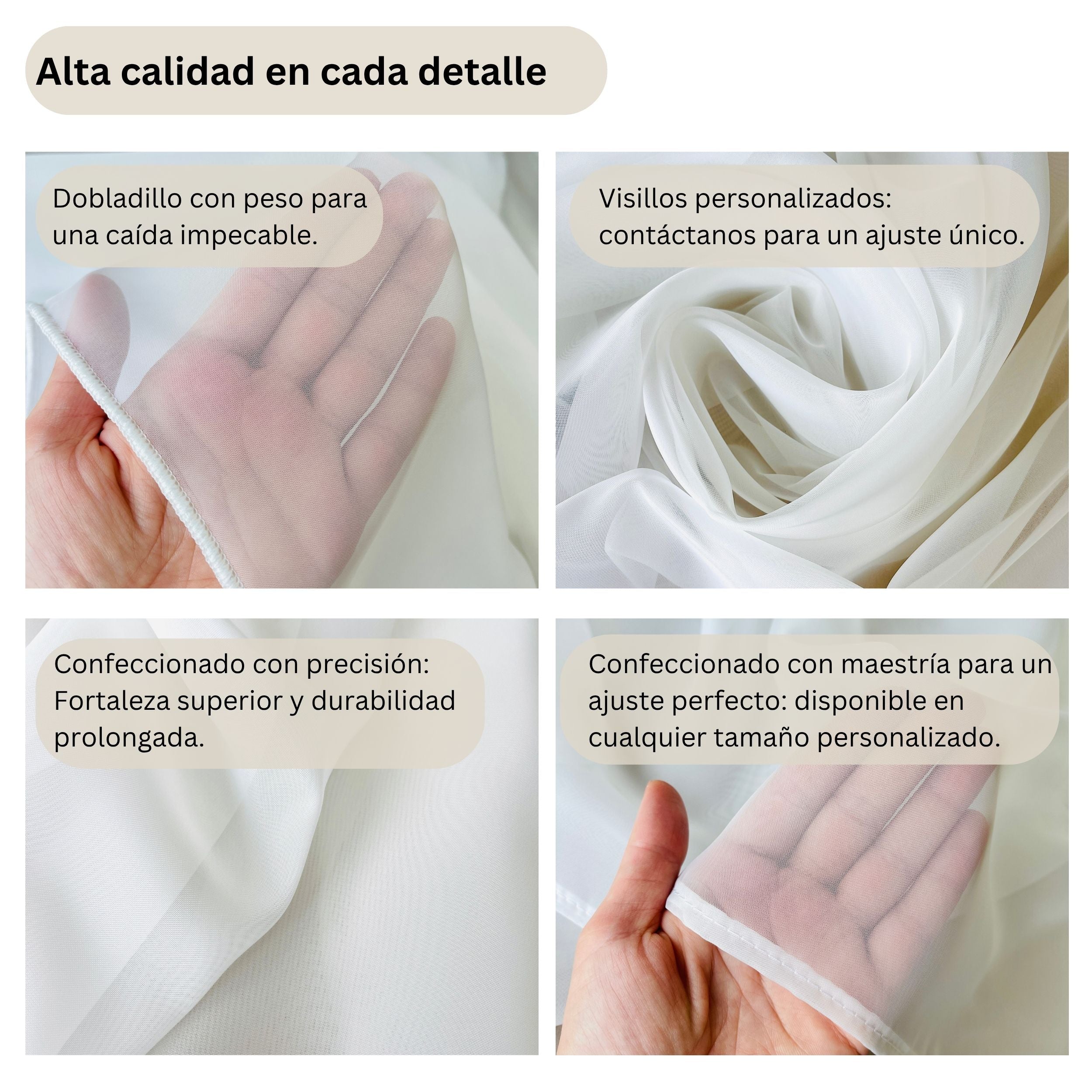 Visillo Premium Blanco, Cortina de Tul Onda, Voile Blanco, Cortina con Pliegues Pellizco, Visillo Onda Perfecta Translúcido - A Medida