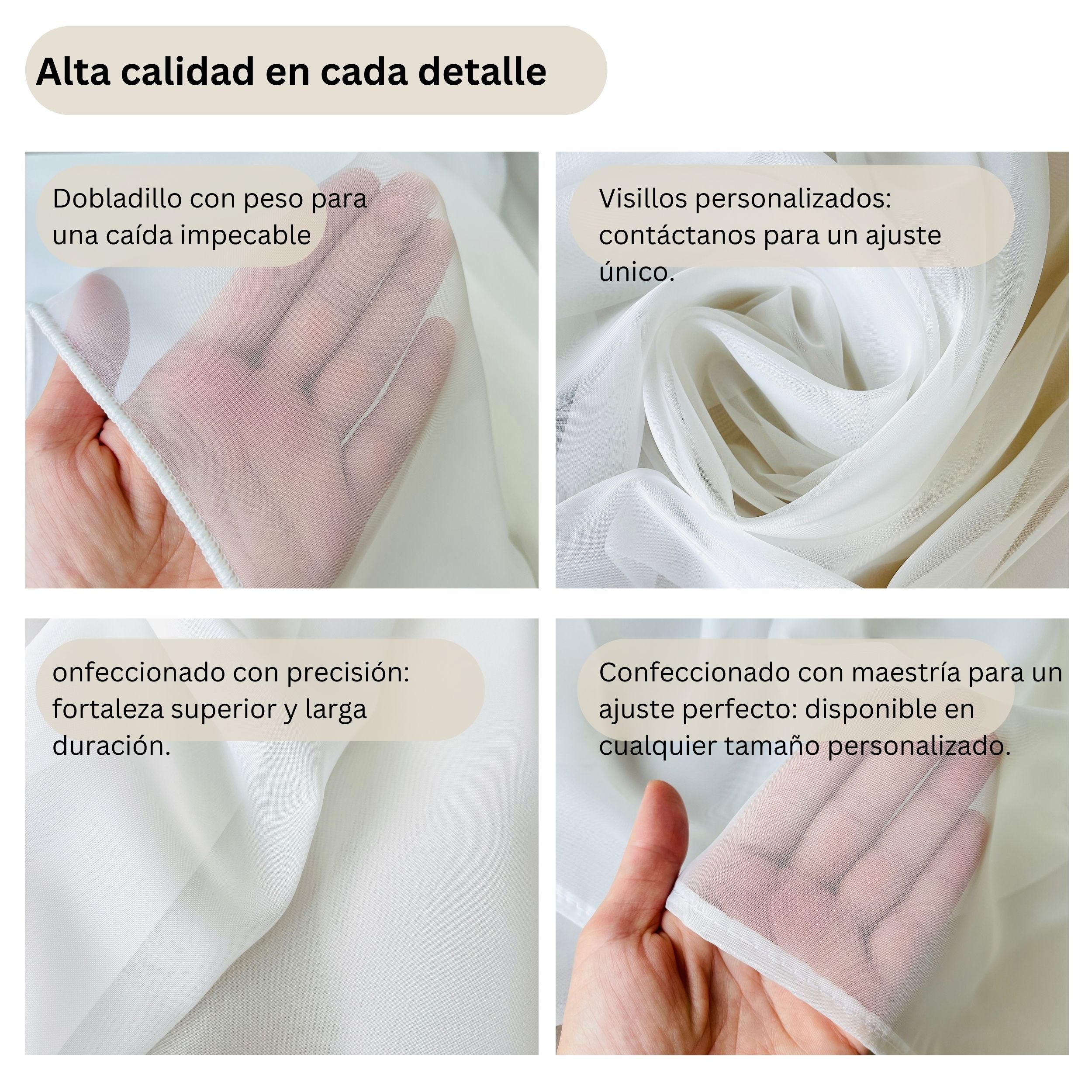 Cortina Traslúcida (Visillo) Blanca Premium – Hecha a Medida para un Acabado Perfecto