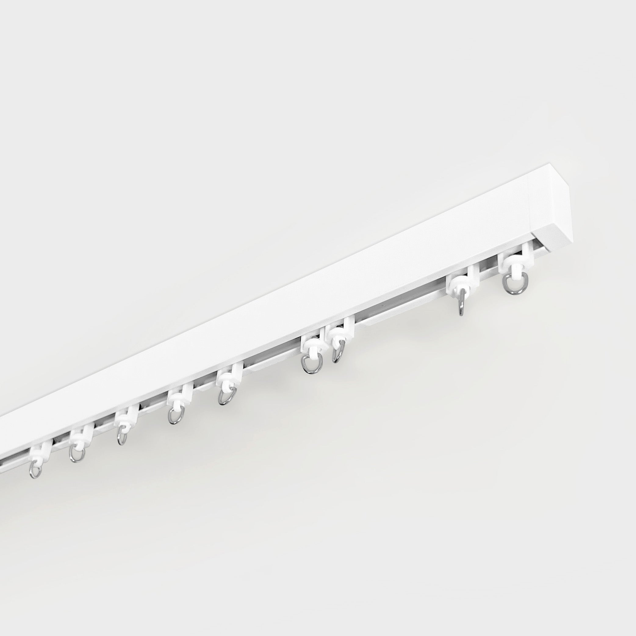 Riel de Cortina Simple, Blanco, Montado en el Techo – Cualquier Tamaño Personalizado, Diseño Elegante y Funcional.