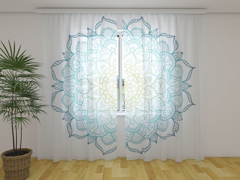 Cortina Mandala en Azul y Amarillo