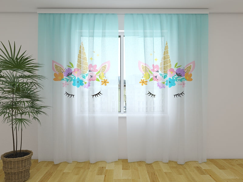 Cortina Unicornio con Flores