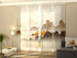 Set de 4 Paneles Japoneses con un Riel de 4 vías, Montañas de Mármol Abstractas, Medidas: 60x300 cm