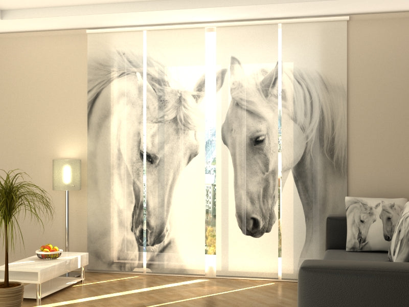 Paneles Japoneses Pareja de Caballos Blancos