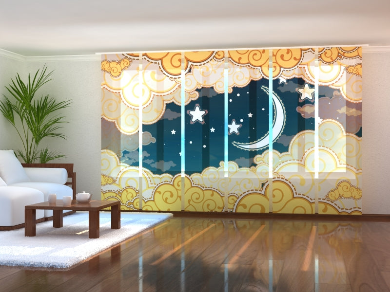 Paneles Japoneses Cielo Nocturno Estilo Dibujos Animados