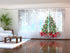 Paneles Japoneses Árbol de Navidad Plateado y Rojo