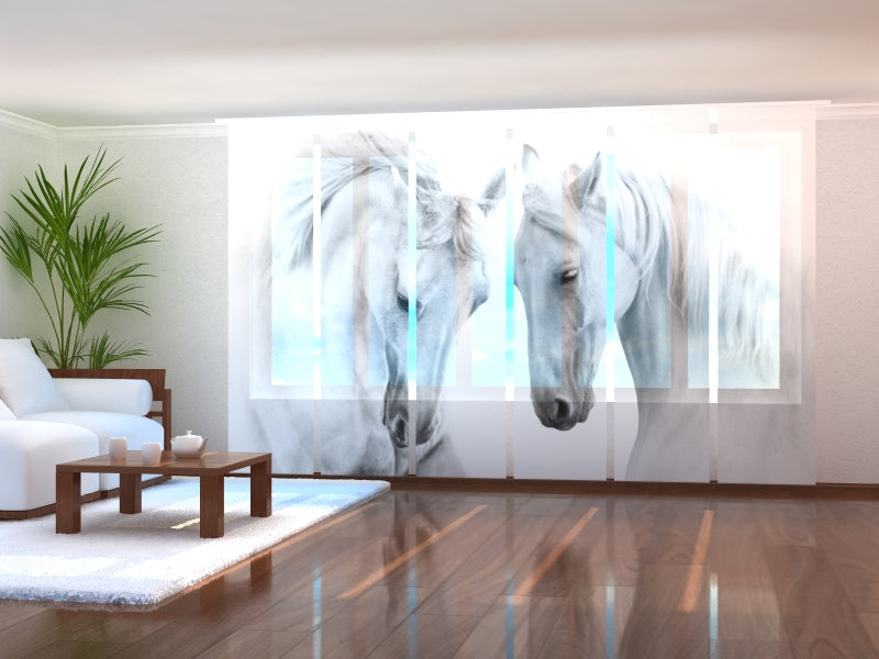 Paneles Japoneses Pareja de Caballos Blancos