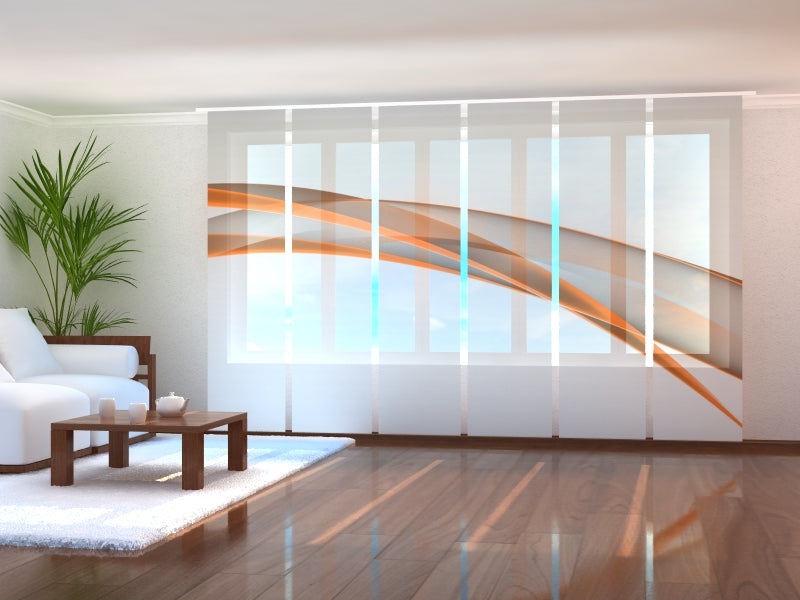Paneles Japoneses Elegante Línea Abstracta Naranja