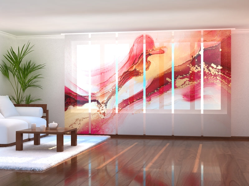Paneles Japoneses Abstracción de Lujo en Rojo y Dorado